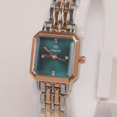 Two Tone Woman  Chain Watch Green